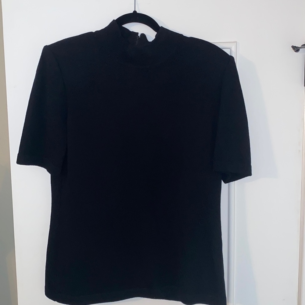 St. John Basics Black mock neck top, Size Med